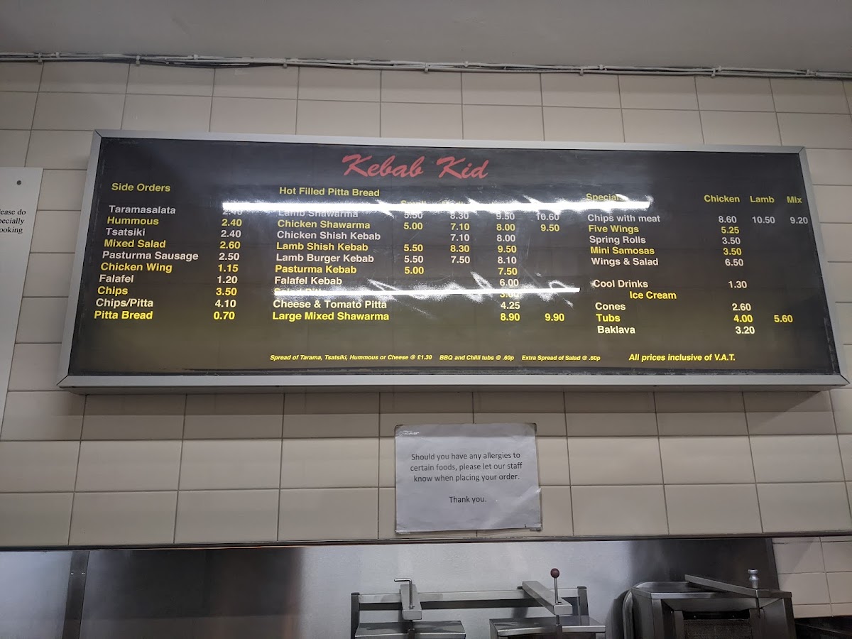 Kebab Kid Menu - Image 1